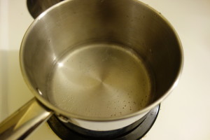 pot of almost boiling water