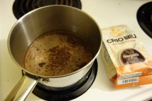 pot of water on stove with brewing cacao