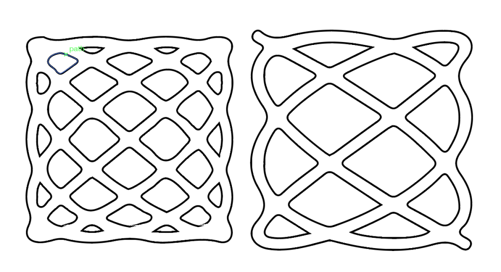 Lissajous shapes with cutting lines