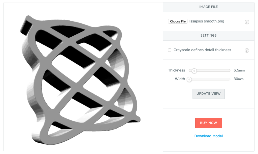 Lissajous curve with Shapeways app